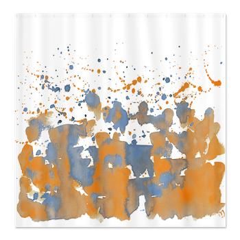 blue_orange_burst_shower_curtain