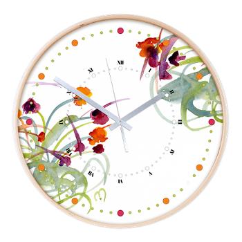 Atom Flowers #24 Wooden Wall Clock