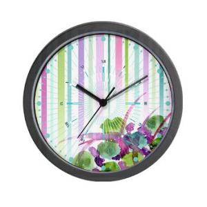 Atom Flowers #28 Wall Clock