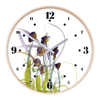 Atom Flowers #2 Wooden Wall Clock with hours
