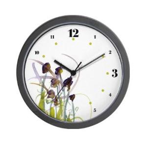 Atom Flowers #2 Wall Clock with hours
