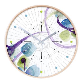 atom_flowers_31_wooden wall_clock