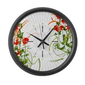 Atom Flowers #7 Large Wall Clock