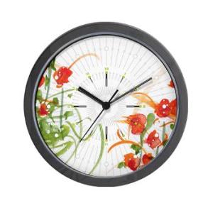 Atom Flowers #7 Wall Clock